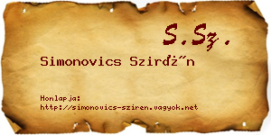 Simonovics Szirén névjegykártya